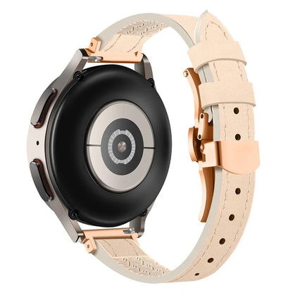 For Samsung Galaxy Watch6 / Garmin Venu Sq / Huami Amazfit Bip Silicone+Genuine Leather Band 20mm Watch Strap