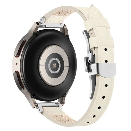 For Samsung Galaxy Watch6 / Garmin Venu Sq / Huami Amazfit Bip Silicone+Genuine Leather Band 20mm Watch Strap