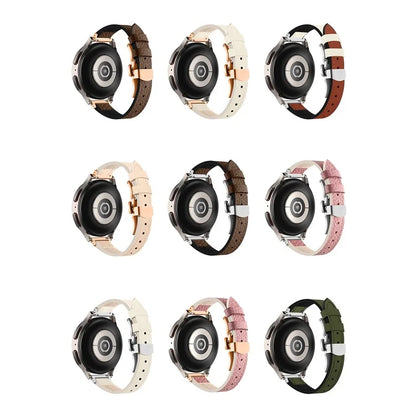 For Samsung Galaxy Watch6 / Garmin Venu Sq / Huami Amazfit Bip Silicone+Genuine Leather Band 20mm Watch Strap