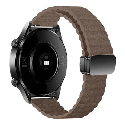 For Samsung Galaxy Watch6 / Garmin Venu Sq 2 Leather Watch Band 20mm Magnetic Strap