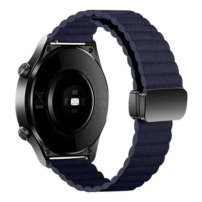 For Samsung Galaxy Watch6 / Garmin Venu Sq 2 Leather Watch Band 20mm Magnetic Strap