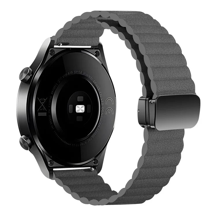For Samsung Galaxy Watch6 / Garmin Venu Sq 2 Leather Watch Band 20mm Magnetic Strap