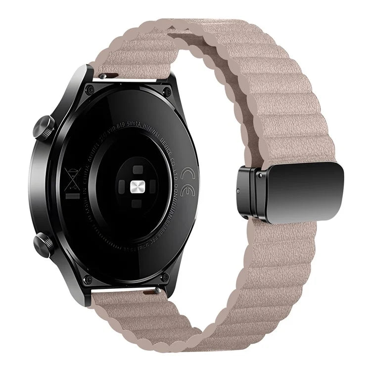 For Samsung Galaxy Watch6 / Garmin Venu Sq 2 Leather Watch Band 20mm Magnetic Strap
