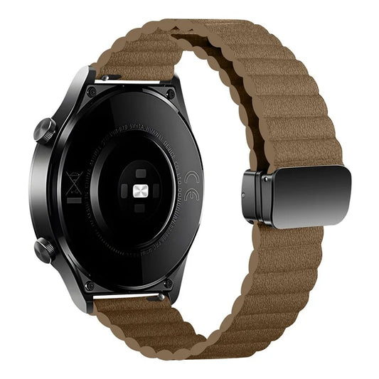 For Samsung Galaxy Watch6 / Garmin Venu Sq 2 Leather Watch Band 20mm Magnetic Strap