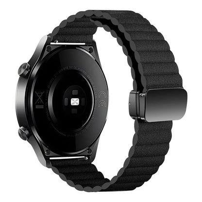 For Samsung Gear S3 Classic / Garmin Vivoactive 4 Magnetic Watch Band 22mm Leather Strap