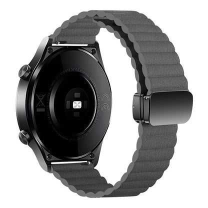 For Samsung Gear S3 Classic / Garmin Vivoactive 4 Magnetic Watch Band 22mm Leather Strap