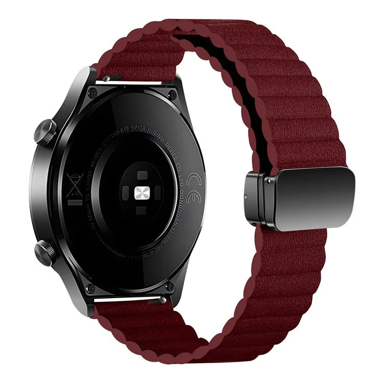 For Samsung Gear S3 Classic / Garmin Vivoactive 4 Magnetic Watch Band 22mm Leather Strap