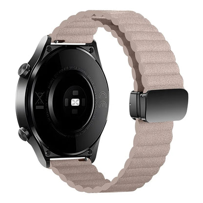 For Samsung Gear S3 Classic / Garmin Vivoactive 4 Magnetic Watch Band 22mm Leather Strap
