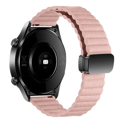 For Samsung Gear S3 Classic / Garmin Vivoactive 4 Magnetic Watch Band 22mm Leather Strap