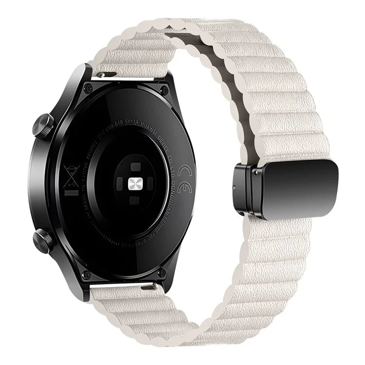 For Samsung Gear S3 Classic / Garmin Vivoactive 4 Magnetic Watch Band 22mm Leather Strap