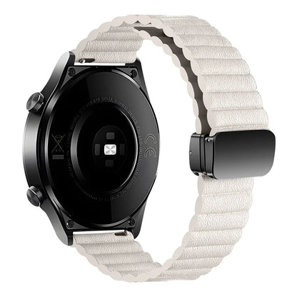 For Samsung Gear S3 Classic / Garmin Vivoactive 4 Magnetic Watch Band 22mm Leather Strap