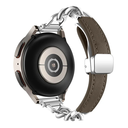 For Samsung Gear S3 Classic / Garmin Vivoactive 4 Watch Band 22mm Genuine Cow Leather Strap