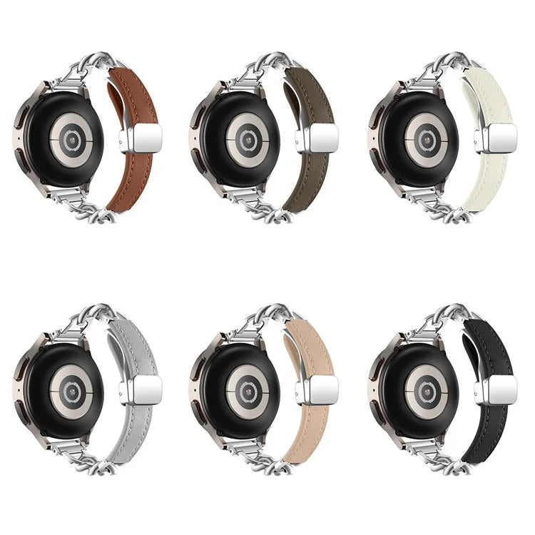 For Samsung Gear S3 Classic / Garmin Vivoactive 4 Watch Band 22mm Genuine Cow Leather Strap
