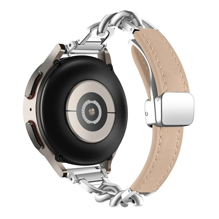 For Samsung Gear S3 Classic / Garmin Vivoactive 4 Watch Band 22mm Genuine Cow Leather Strap