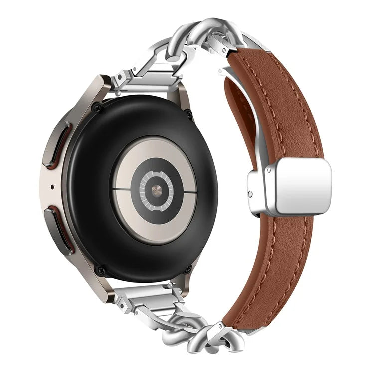 For Samsung Gear S3 Classic / Garmin Vivoactive 4 Watch Band 22mm Genuine Cow Leather Strap