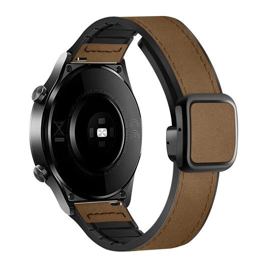 For Samsung Galaxy Watch6 / Garmin Venu Sq 2 Watch Band 20mm PU Leather+Silicone Strap