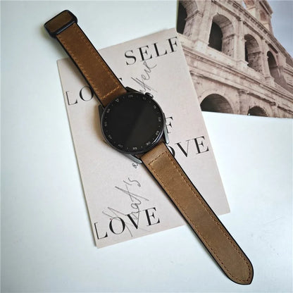 For Samsung Galaxy Watch6 / Garmin Venu Sq 2 Watch Band 20mm PU Leather+Silicone Strap