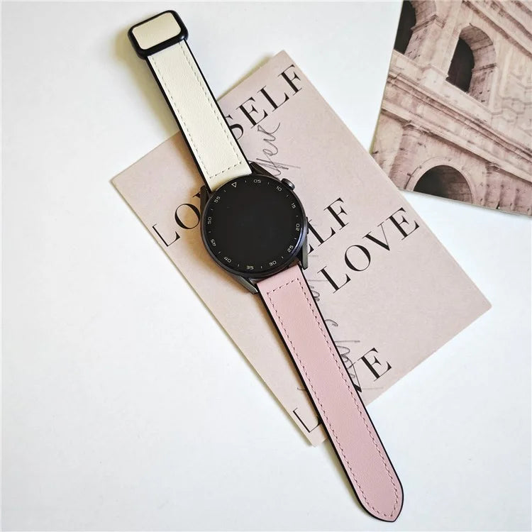 For Samsung Galaxy Watch6 / Garmin Venu Sq 2 Watch Band 20mm PU Leather+Silicone Strap