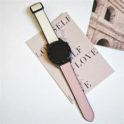 For Samsung Galaxy Watch6 / Garmin Venu Sq 2 Watch Band 20mm PU Leather+Silicone Strap