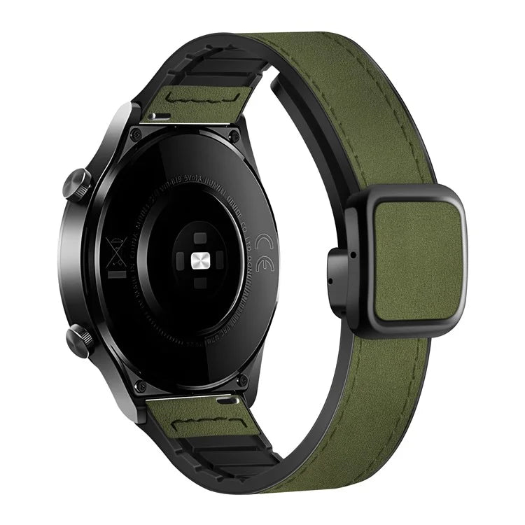 For Samsung Galaxy Watch6 / Garmin Venu Sq 2 Watch Band 20mm PU Leather+Silicone Strap
