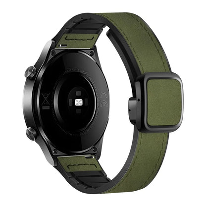 For Samsung Galaxy Watch6 / Garmin Venu Sq 2 Watch Band 20mm PU Leather+Silicone Strap