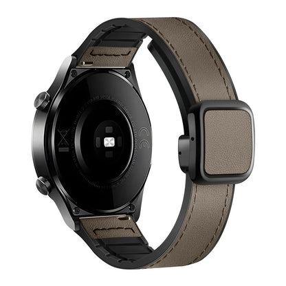 For Samsung Galaxy Watch6 / Garmin Venu Sq 2 Watch Band 20mm PU Leather+Silicone Strap