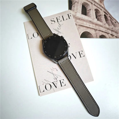 For Samsung Galaxy Watch6 / Garmin Venu Sq 2 Watch Band 20mm PU Leather+Silicone Strap