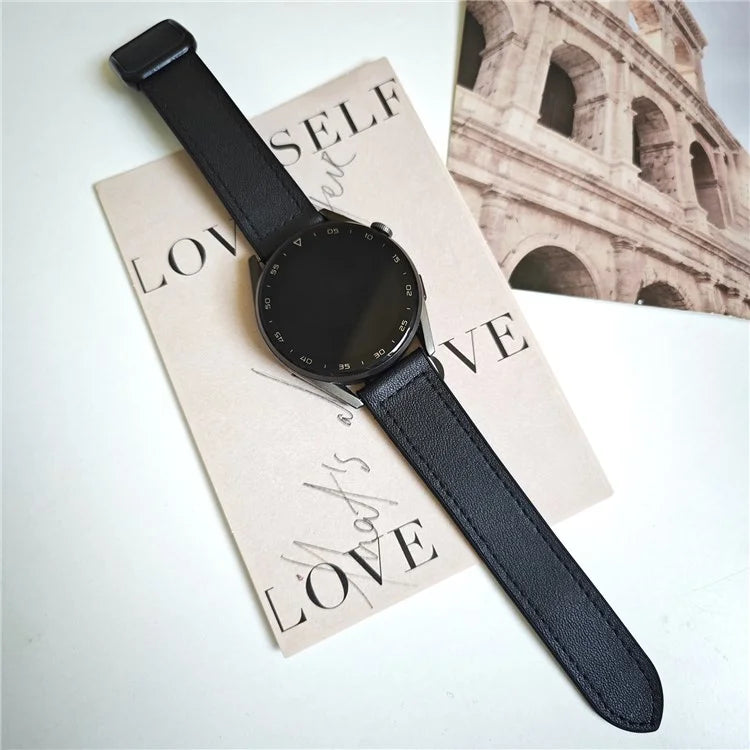 For Samsung Galaxy Watch6 / Garmin Venu Sq 2 Watch Band 20mm PU Leather+Silicone Strap