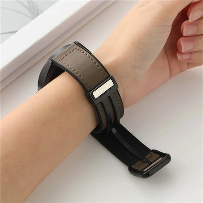 For Samsung Galaxy Watch6 / Garmin Venu Sq 2 Watch Band 20mm PU Leather+Silicone Strap