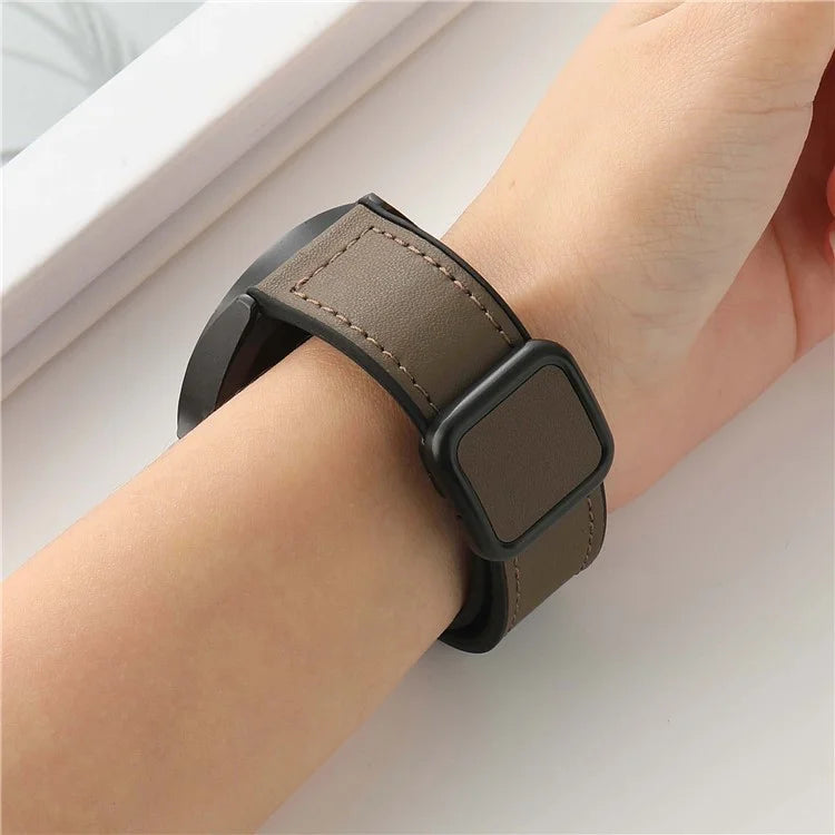 For Samsung Galaxy Watch6 / Garmin Venu Sq 2 Watch Band 20mm PU Leather+Silicone Strap