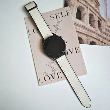 For Samsung Galaxy Watch6 / Garmin Venu Sq 2 Watch Band 20mm PU Leather+Silicone Strap