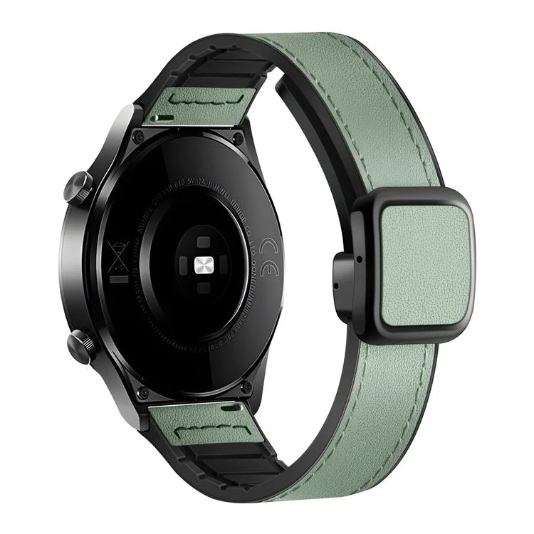 For Samsung Galaxy Watch6 / Garmin Venu Sq 2 Watch Band 20mm PU Leather+Silicone Strap