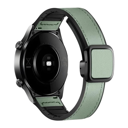For Samsung Galaxy Watch6 / Garmin Venu Sq 2 Watch Band 20mm PU Leather+Silicone Strap