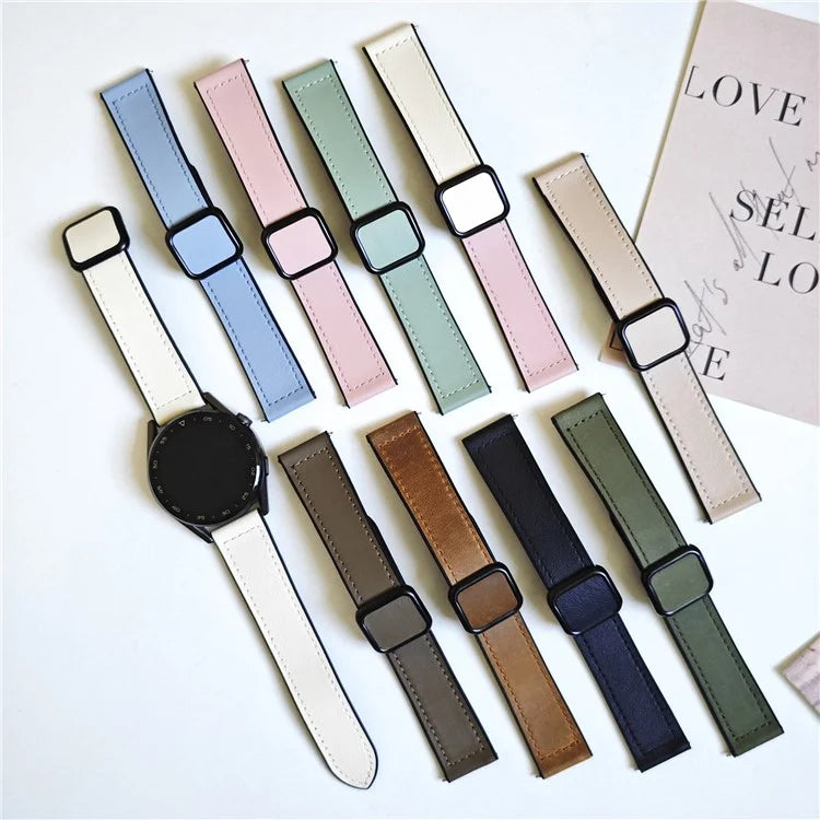For Samsung Galaxy Watch6 / Garmin Venu Sq 2 Watch Band 20mm PU Leather+Silicone Strap