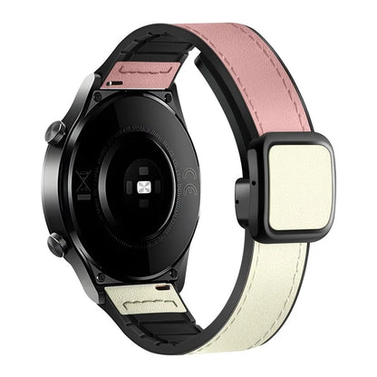 For Samsung Gear S3 Classic / Garmin Vivoactive 4 Magnetic Band 22mm Leather Coated Silicone Watch Strap
