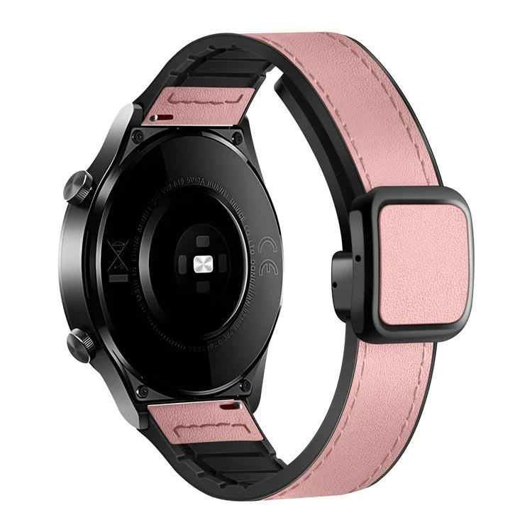 For Samsung Gear S3 Classic / Garmin Vivoactive 4 Magnetic Band 22mm Leather Coated Silicone Watch Strap