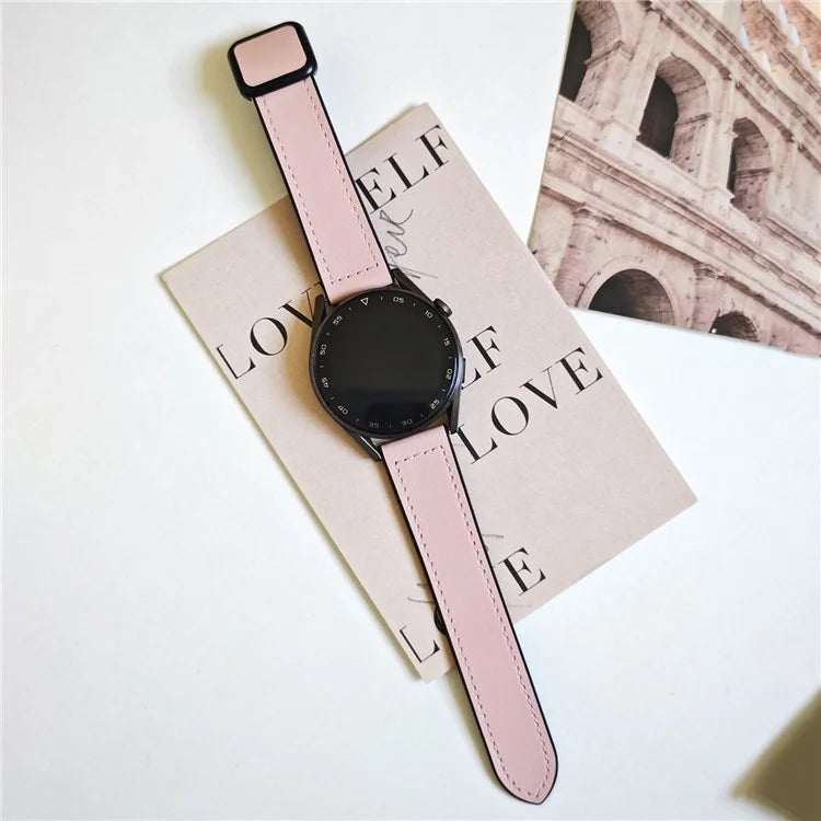 For Samsung Gear S3 Classic / Garmin Vivoactive 4 Magnetic Band 22mm Leather Coated Silicone Watch Strap