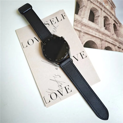 For Samsung Gear S3 Classic / Garmin Vivoactive 4 Magnetic Band 22mm Leather Coated Silicone Watch Strap