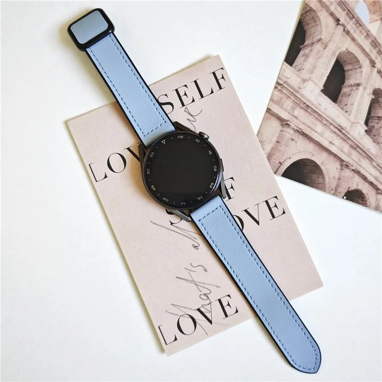 For Samsung Gear S3 Classic / Garmin Vivoactive 4 Magnetic Band 22mm Leather Coated Silicone Watch Strap