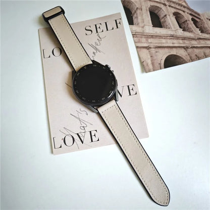 For Samsung Gear S3 Classic / Garmin Vivoactive 4 Magnetic Band 22mm Leather Coated Silicone Watch Strap