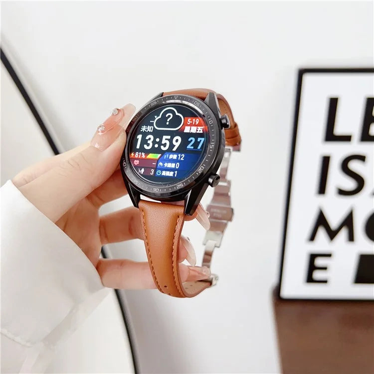 For Samsung Gear S3 Classic / Garmin Vivoactive 4 Watch Band 22mm Sheepskin Sports Strap