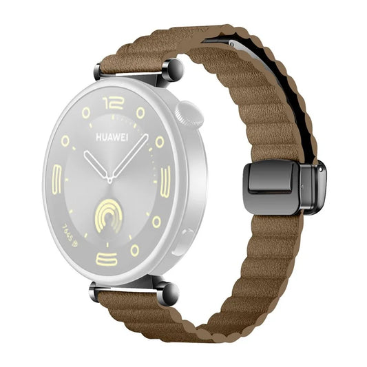 18mm Universal Watch Band Genuine Cow Leather Coated Silicone Magnetic Strap Replacement