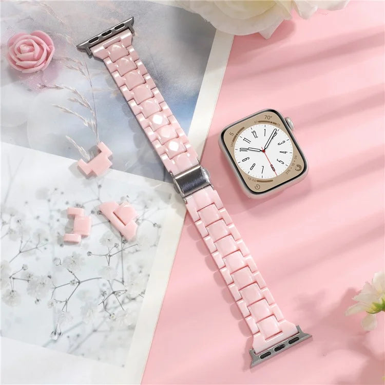 For Apple Watch Series 9 8 7 41mm / 6 5 4 SE (2023) SE (2022) SE 40mm / 3 2 1 38mm Resin Bands 3-Bead Watch Strap