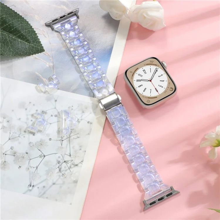 For Apple Watch Series 9 8 7 41mm / 6 5 4 SE (2023) SE (2022) SE 40mm / 3 2 1 38mm Resin Bands 3-Bead Watch Strap