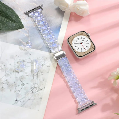 For Apple Watch Series 9 8 7 41mm / 6 5 4 SE (2023) SE (2022) SE 40mm / 3 2 1 38mm Resin Bands 3-Bead Watch Strap