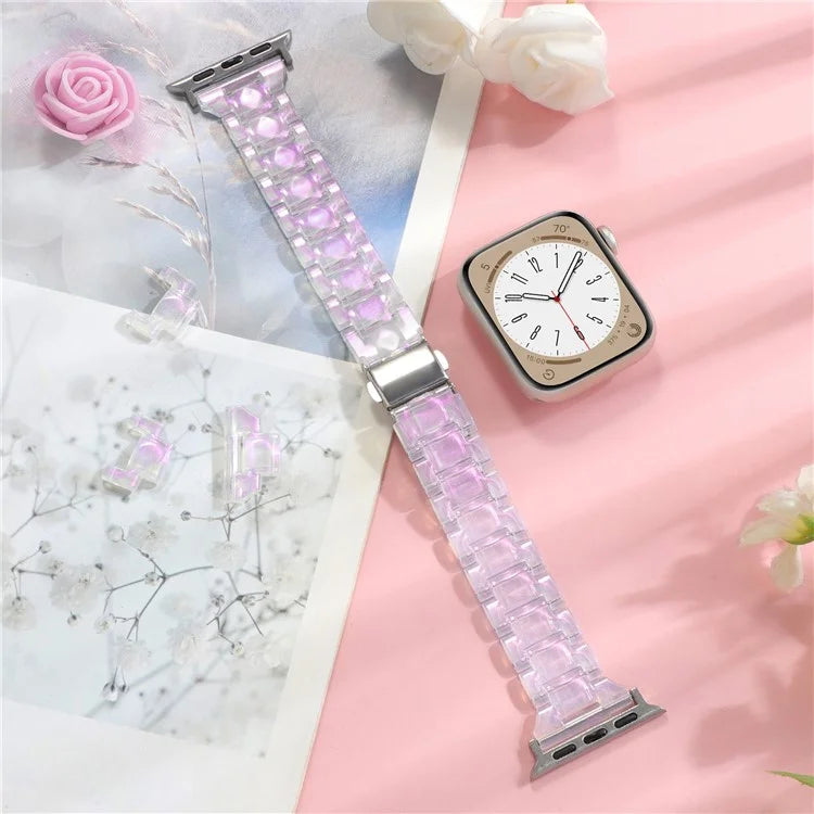 For Apple Watch Series 9 8 7 41mm / 6 5 4 SE (2023) SE (2022) SE 40mm / 3 2 1 38mm Resin Bands 3-Bead Watch Strap