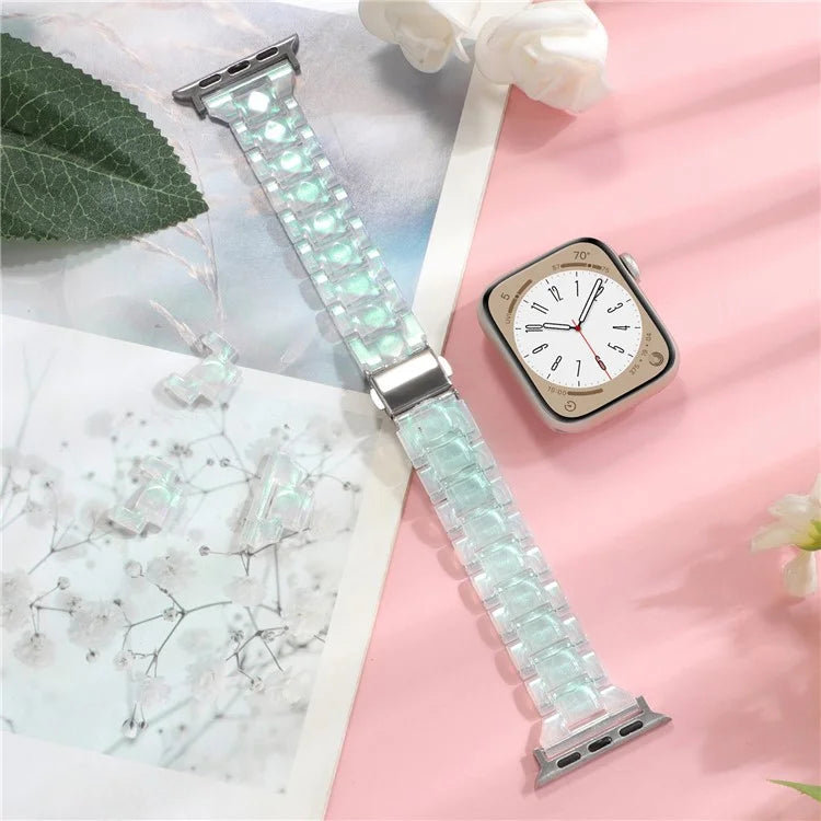 For Apple Watch Series 9 8 7 41mm / 6 5 4 SE (2023) SE (2022) SE 40mm / 3 2 1 38mm Resin Bands 3-Bead Watch Strap