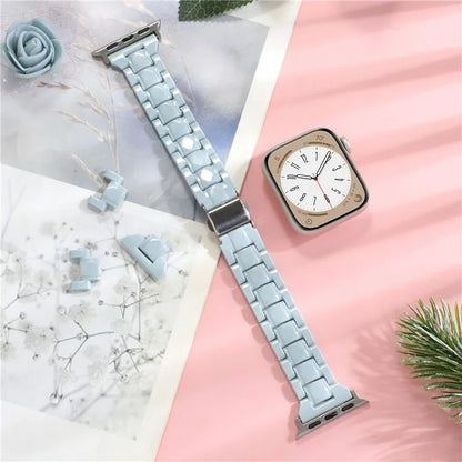 For Apple Watch Series 9 8 7 41mm / 6 5 4 SE (2023) SE (2022) SE 40mm / 3 2 1 38mm Resin Bands 3-Bead Watch Strap