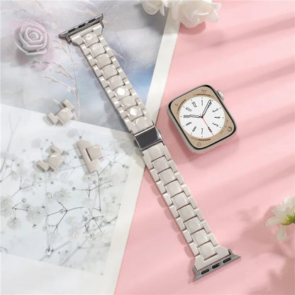 For Apple Watch Series 9 8 7 41mm / 6 5 4 SE (2023) SE (2022) SE 40mm / 3 2 1 38mm Resin Bands 3-Bead Watch Strap