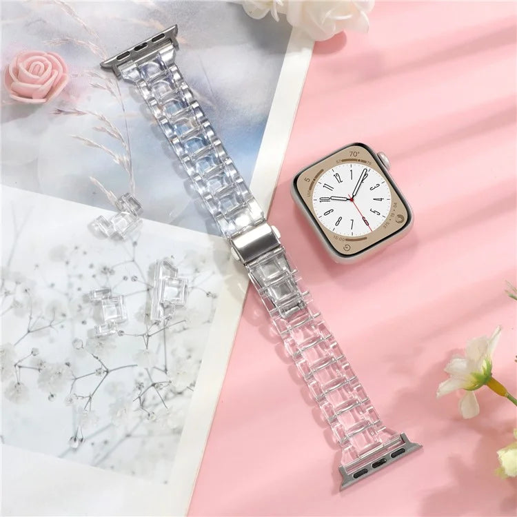 For Apple Watch Series 9 8 7 41mm / 6 5 4 SE (2023) SE (2022) SE 40mm / 3 2 1 38mm Resin Bands 3-Bead Watch Strap